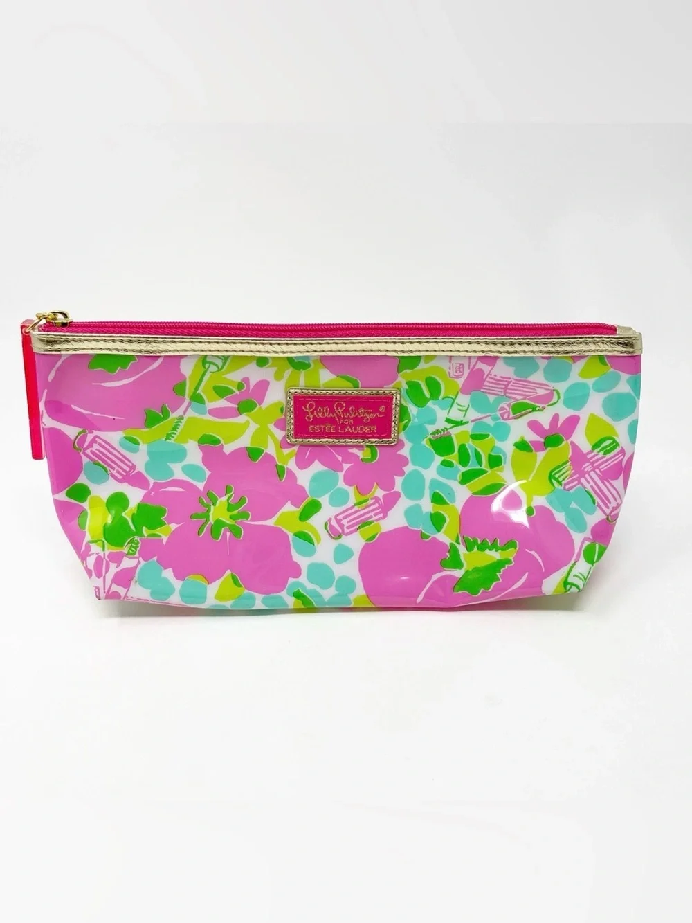 Lilly Pulitzer for Estée Lauder Pink Floral Cosmetic Makeup Bag Pouch